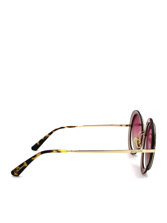 Bolon Women's Sunglasses with Gold Metal Frame and Purple Lens BL7015B20