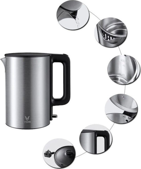 Viomi Kettle Βραστήρας 1.5lt 1800W Ασημί