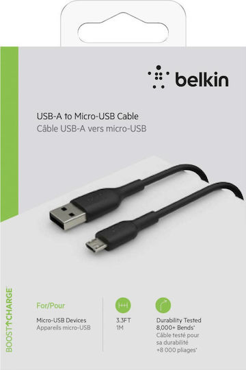 Belkin Boost Charge Редовна USB 2.0 до микро USB кабел Черен 1м (CAB005bt1MBK) 1бр