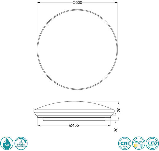 Trio Lighting Potz Rund Draußen LED Panel 21W mit Natürliches Weiß Licht 4000K