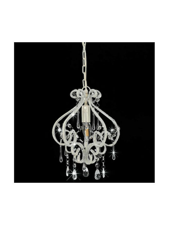 vidaXL Chandelier with Crystals 1xE14 White 24cm 281593