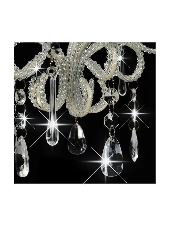 vidaXL Chandelier with Crystals 1xE14 White 24cm 281593