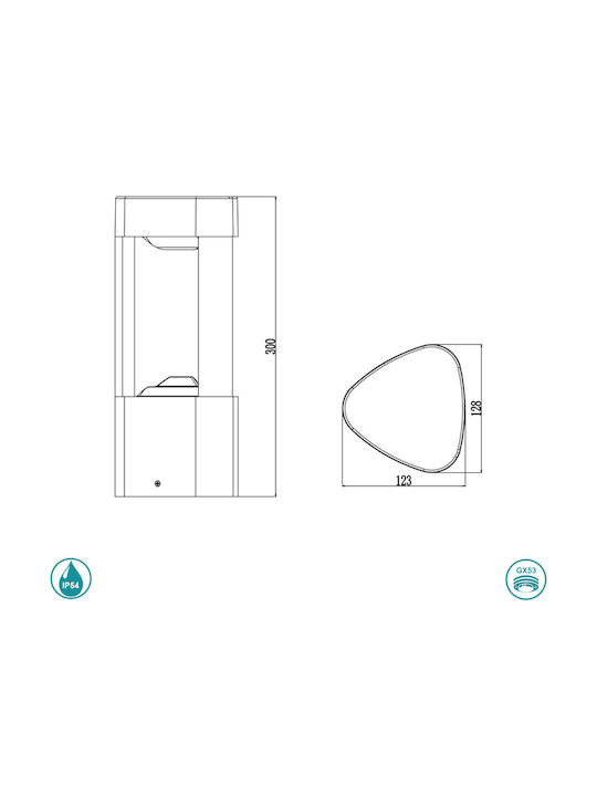 Sun Light Φωτιστικό Κολωνάκι Εξωτερικού Χώρου 11W IP54 για Ντουί GX53 Γκρι