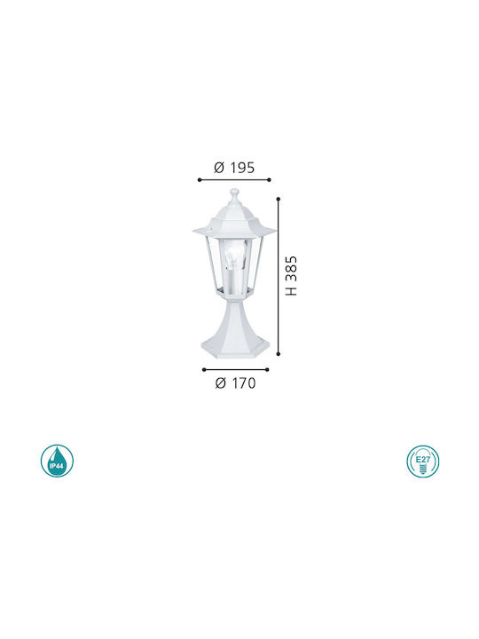 Eglo Laterna Лампа Малък пост За Външно Пространство IP44 за Цокъл E27 Бял