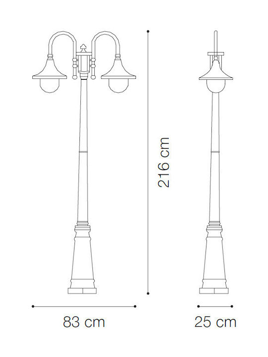 Ideal Lux Cima Outdoor Post Lamp 60W IP43 For E27 Bulb Bronze