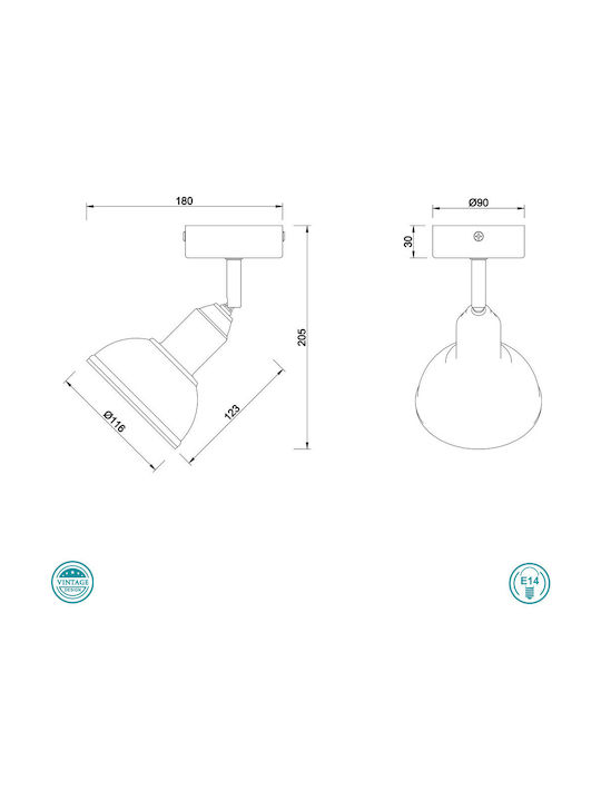 Trio Lighting Delhi Single Spot with Socket E14 in Gray Color