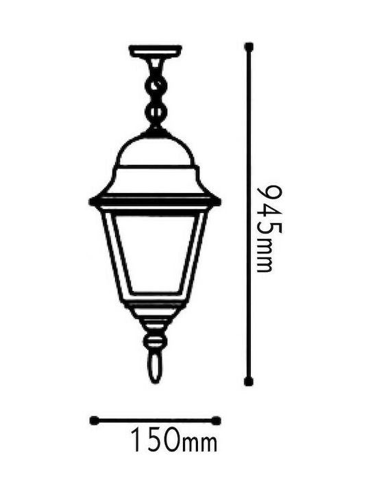 Aca Lustră de Exterior E27 în Culoare Negru HI6045B