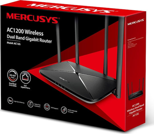 Mercusys AC12G v1 Ασύρματο Router Wi‑Fi 5 με 3 Θύρες Gigabit