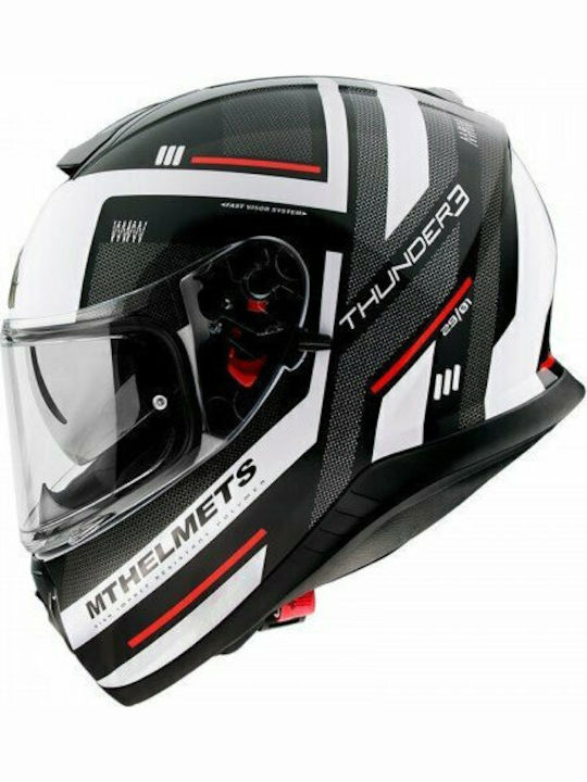 MT Thunder 3 SV Carry Full Face Helmet with Sun Visor ECE 22.05 1500gr E0 Pearl Gloss Black/White MTH000KRA344