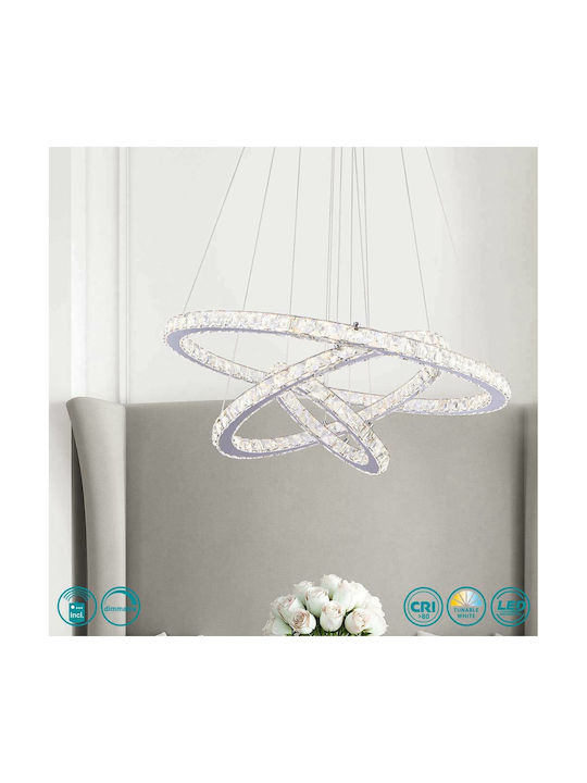 Globo Lighting Marilyn I Pendant Light Silver LED with Warm to Cool White Light with Crystals