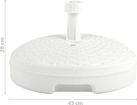 vidaXL Βάση Ομπρέλας Νερού-Άμμου Πλαστική 19-33mm 15lt Στρογγυλή Λευκή