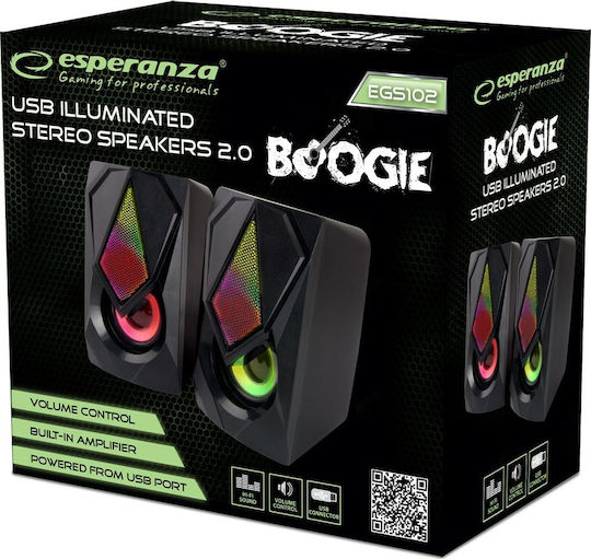 Esperanza Boogie Ηχεία Υπολογιστή 2.0 με Ισχύ 5W σε Μαύρο Χρώμα