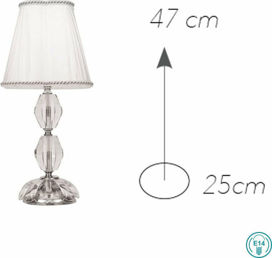 Fan Europe Riflesso-L1 ORO Crystal Table Lamp for Socket E14 with White Shade and Transparent Base