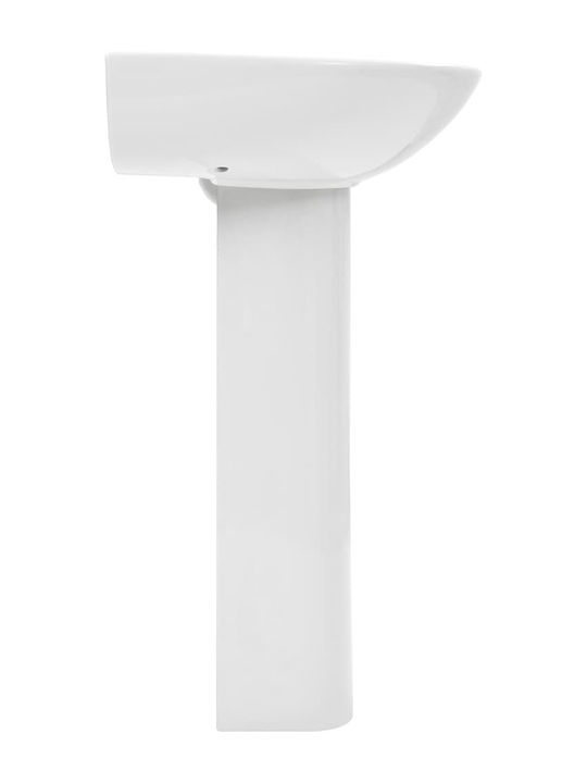 vidaXL An der Wand montiert Waschbecken mit Säule Keramik 82x44x88cm Weiß