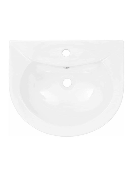 vidaXL An der Wand montiert Waschbecken mit Säule Keramik 82x44x88cm Weiß