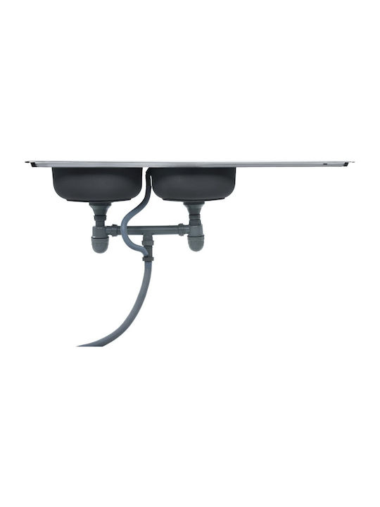 vidaXL Ένθετος Νεροχύτης Inox Brushed Μ120xΠ50cm Ασημί