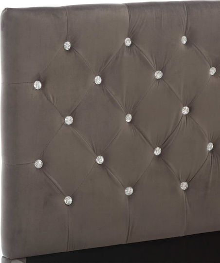 King Size Bed Upholstered with Gray Fabric for 180x200cm Mattress