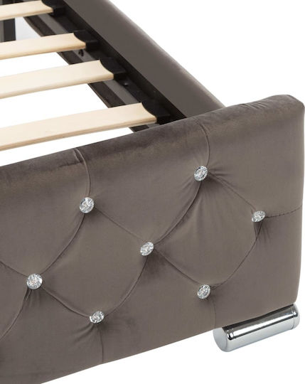 King Size Bed Upholstered with Gray Fabric for 180x200cm Mattress