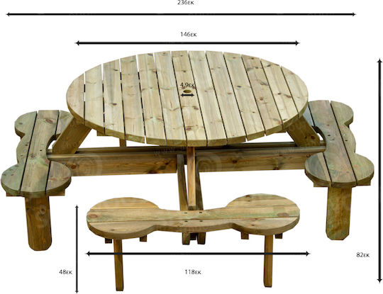 Tisch Picknick 246x246x82cm