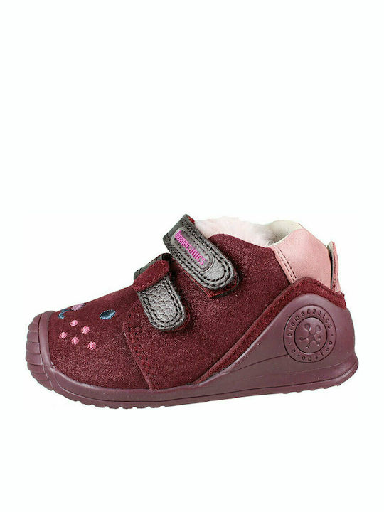 Biomecanics Anatomice Ghete copii din piele cu Velcro Burgundia