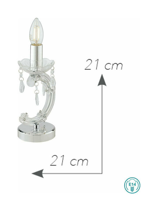 Fan Europe Houston-L TR Crystal Table Lamp for Socket E14 with Silver Base