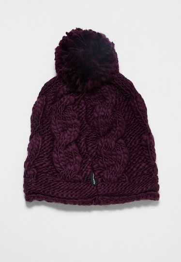 Pom Pom Beanie Frauen Beanie Gestrickt in Lila Farbe