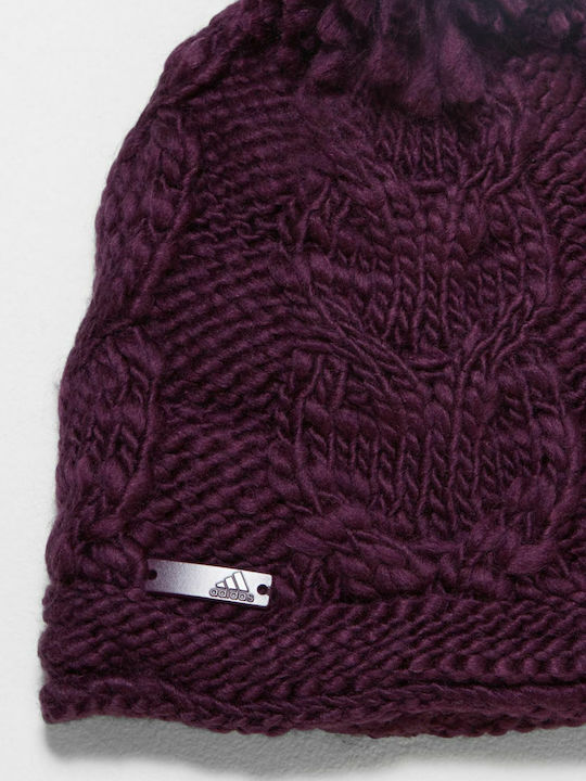 Pom Pom Beanie Γυναικείος Σκούφος Πλεκτός σε Μωβ χρώμα