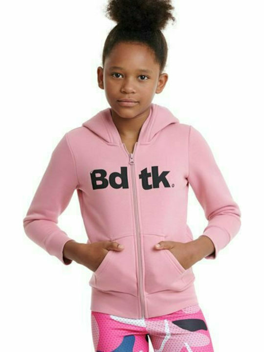 BodyTalk Girls Athleisure Hooded Sweatshirt 1202-701022 with Zipper Pink