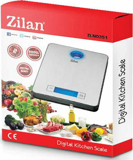 Zilan ZLN0351 Ψηφιακή Ζυγαριά Κουζίνας έως 5kg Ασημί