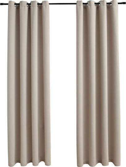 vidaXL Set Perdele Opace Cu Capse Bej 140x245 cm