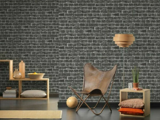 Ταπετσαρία Τοίχου Wood Stone Βινυλίου Γκρι 1005x53cm Πλενόμενη