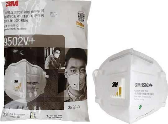 3M 9502V+ Protective Mask FFP2 with Valve White 25pcs