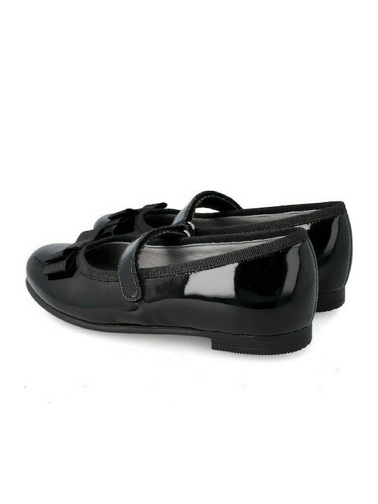 Garvalin Kids Anatomic Leather Ballerinas with Hoop & Loop Closure Black