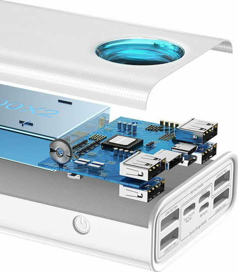 Baseus Amblight Power Bank 30000mAh 65W with 4 USB-A Ports and USB-C Port Quick Charge 3.0 White
