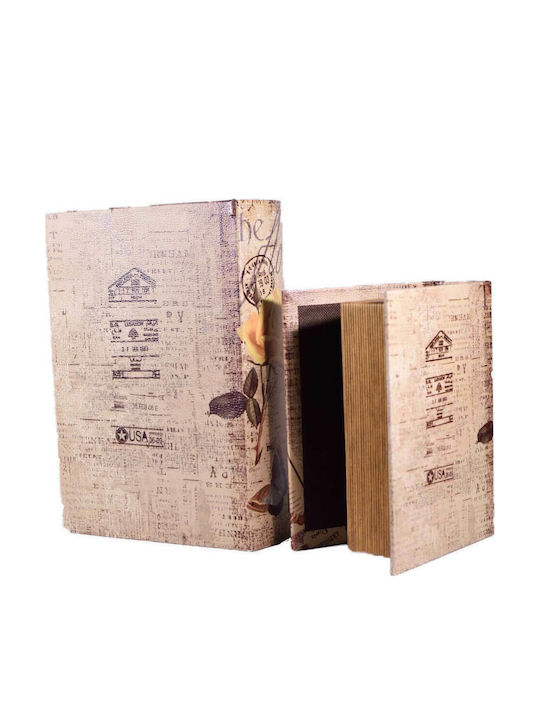 SP Souliotis Wooden Book Decorative Boxes Set Flowers 2pcs