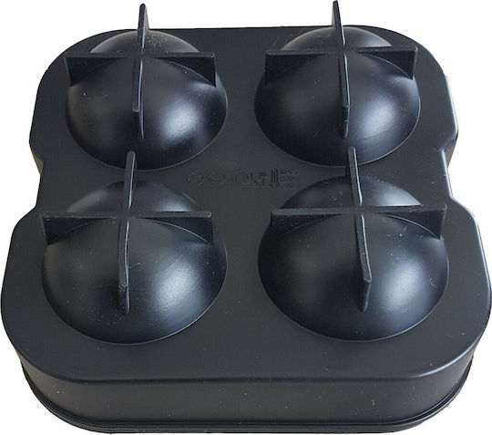 Novatex Ice Cube Tray Round Silicone 4 Slots with Lid Black 04-182