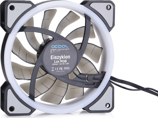 Alphacool Eiszyklon Aurora LUX Digital Case Fans 120mm (1100rpm / 57.9cfm) with RGB Lighting and Connection 6-Pin Pack of 3