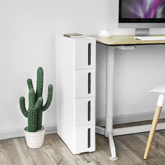 Sertar Mobilier de depozitare plastică cu 4 Sertare Alb L45xL17xH84buc