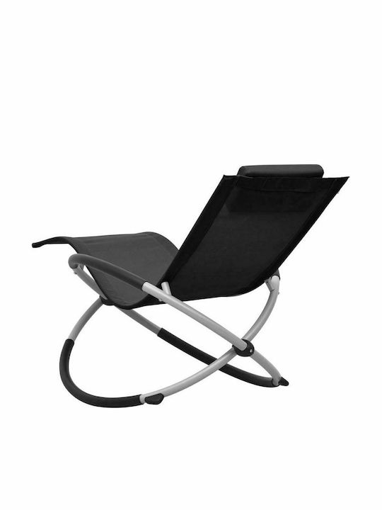 Șezlong Metal cu Țesătură Textilene Negru 121x60.5x59.5cm