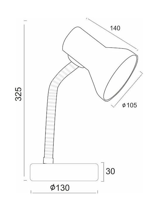 Aca Pavlova Office Lamp with Flexible Arm for Socket E27 in Red Color