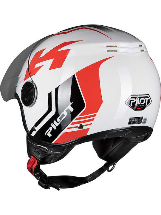 Pilot Fazer SV Gloss White/Red Motorradhelm Jet ECE 22.05 1100gr PIL000KRA75