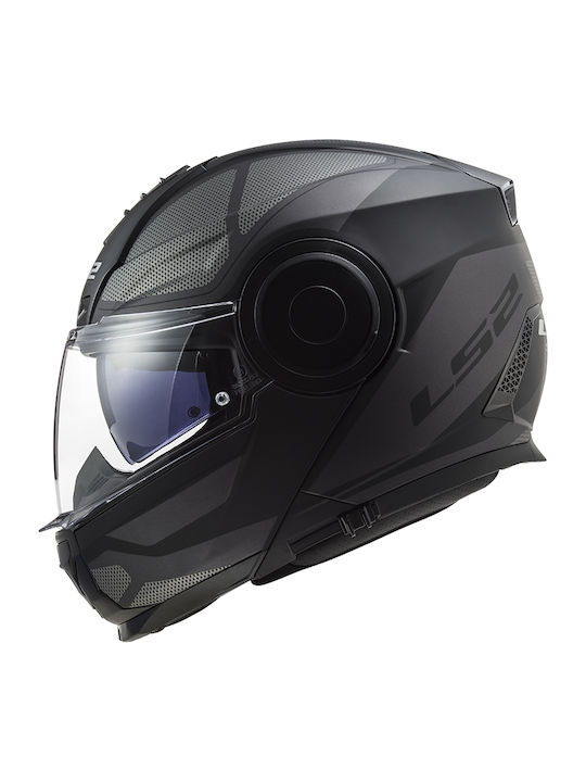 LS2 Scope FF902 Axis Black/Titanium Motorcycle Helmet Flip-Up ECE 22.05 1650gr with Sunvisor
