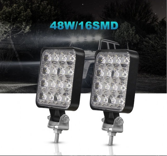 Square Headlights Car LED Universal 10 - 30V 48W 2pcs