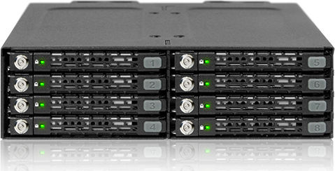 Icy Dock ToughArmor Backplane for Hard Drives Backplane IcyDock 8x6,3cm SATAI-III in 1x5,25" keylocks Black (MB998SK-B)