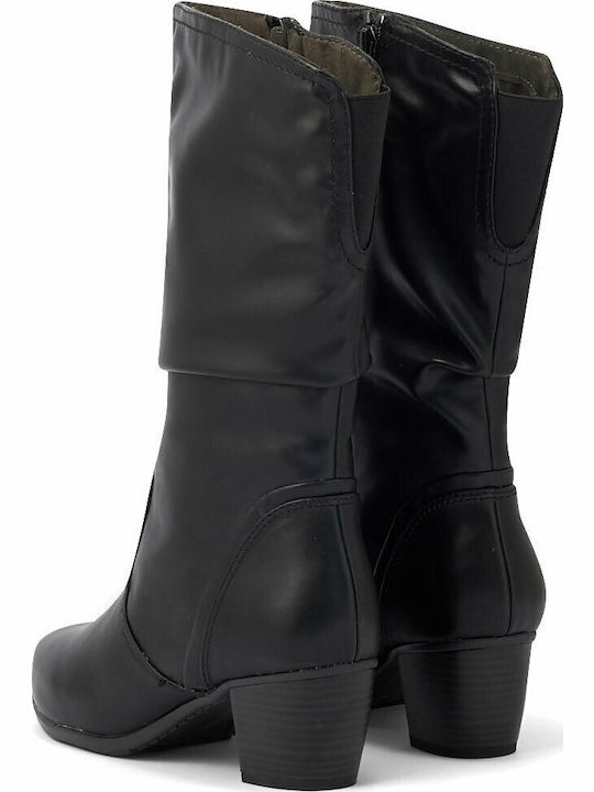 Anatomic Synthetic Leather Medium Heel Women's Boots with Rubber / Zipper Black