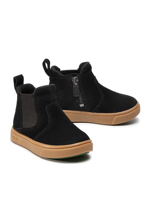 Hamden II Suede Kids Boots with Zipper Black