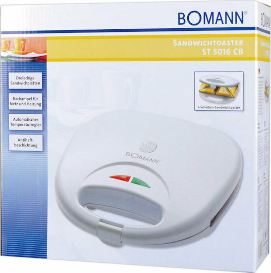 Bomann ST 5016 CB Сандвич тостер за 2 Сандвичи 750W Бял