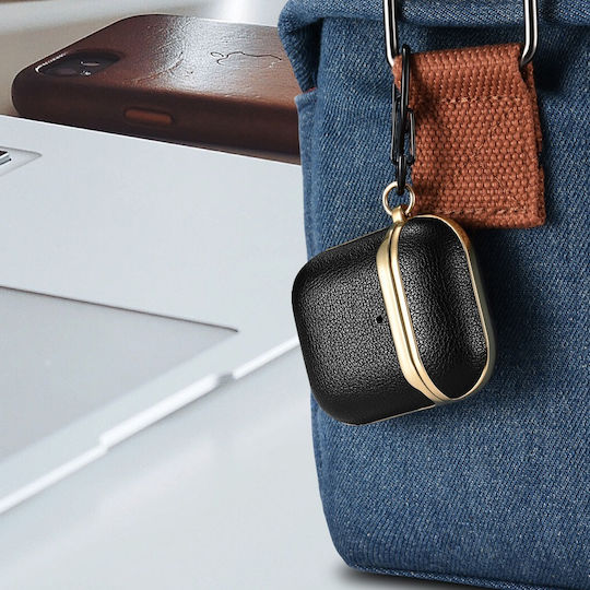 iCarer Θήκη Electroplating PU Leather Μαύρο (Apple AirPods)