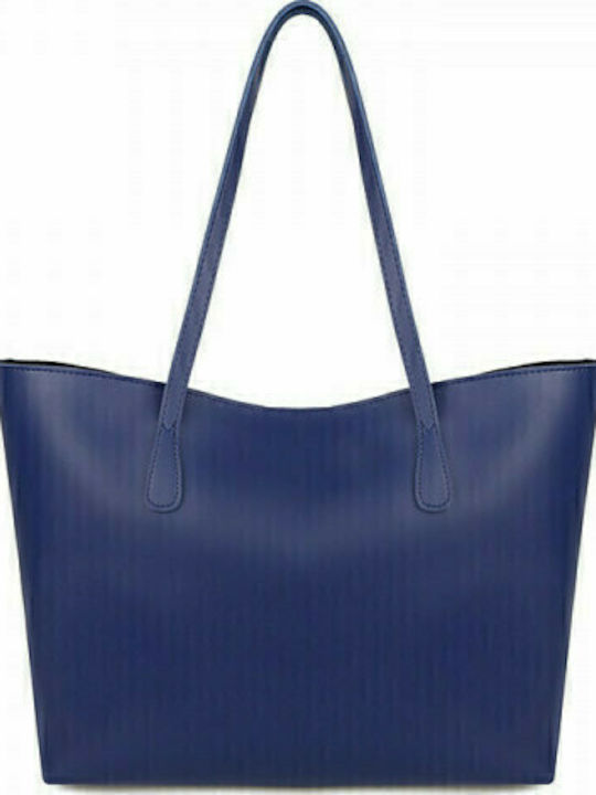 Albion Γυναικεία Τσάντα Shopper 'Ωμου Navy Μπλε