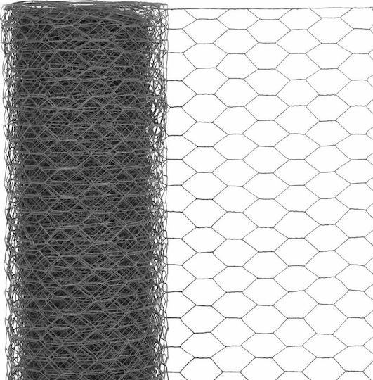 vidaXL Ситова мрежа с Покритие с PVC Сив 0.5x25м